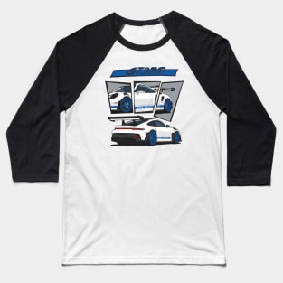 car 911 gt3 rs racing edition detail white blue Baseball T-Shirt